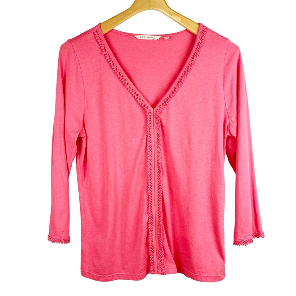 Soft Surroundings Zoey Lace Trim Tee Shirt Size Medium